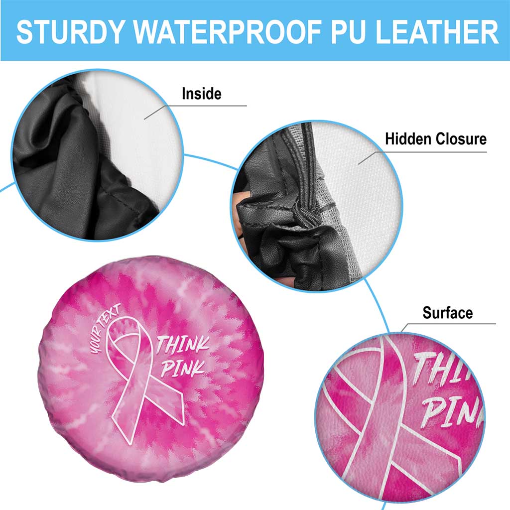 Personalized Breast Cancer Awareness Spare Tire Cover Think Pink Tie Dye Ribbon - Wonder Print Shop