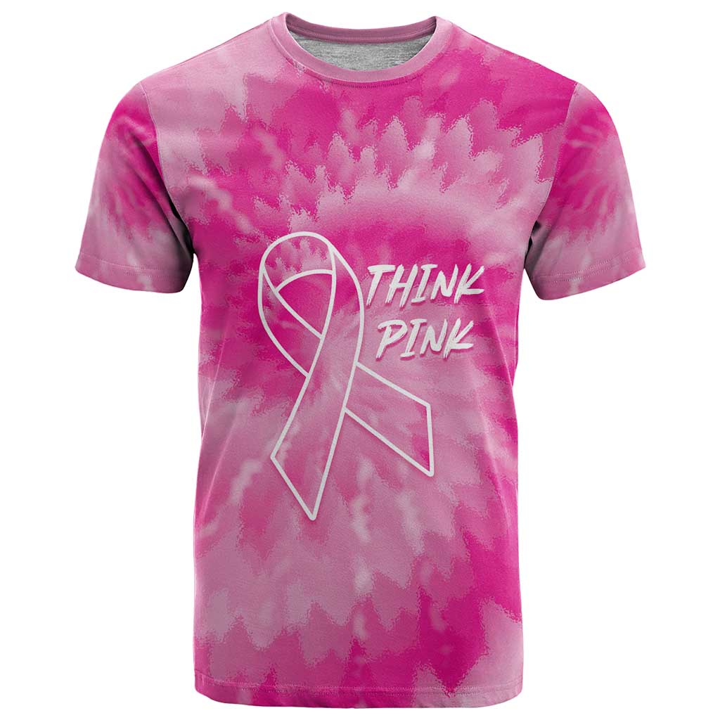 Personalized Breast Cancer Awareness T Shirt Think Pink Tie Dye Ribbon - Wonder Print Shop