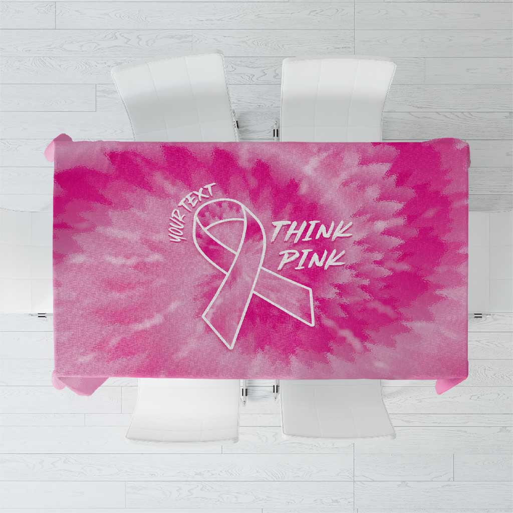 Personalized Breast Cancer Awareness Tablecloth Think Pink Tie Dye Ribbon - Wonder Print Shop