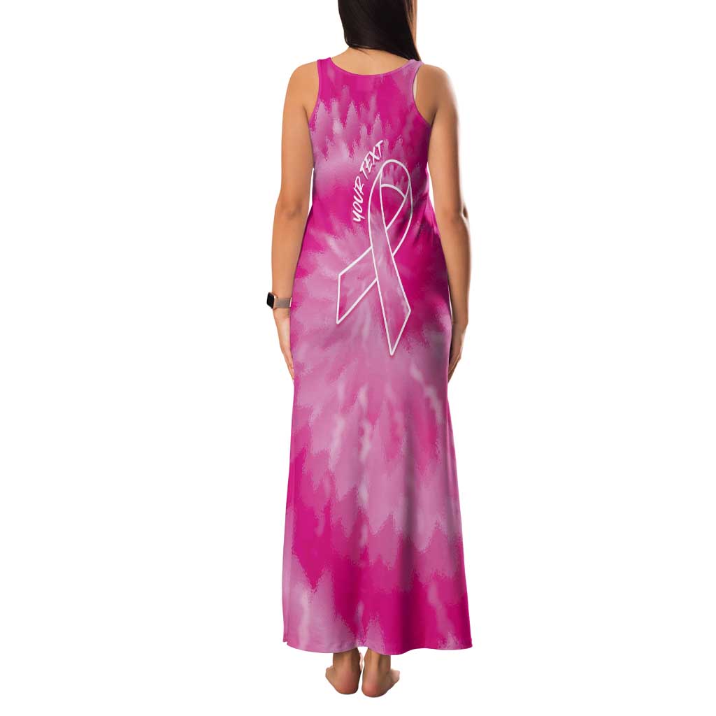 Personalized Breast Cancer Awareness Tank Maxi Dress Think Pink Tie Dye Ribbon - Wonder Print Shop