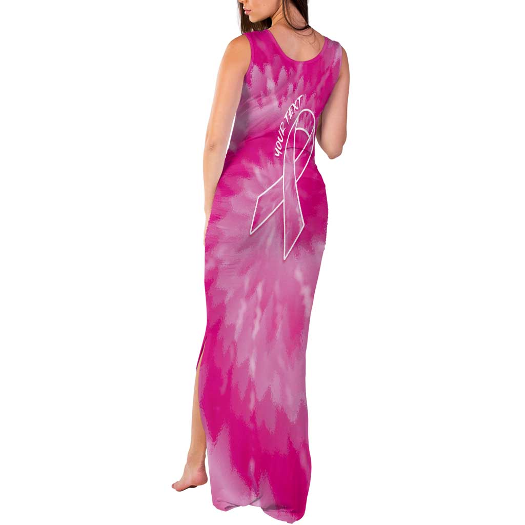 Personalized Breast Cancer Awareness Tank Maxi Dress Think Pink Tie Dye Ribbon - Wonder Print Shop
