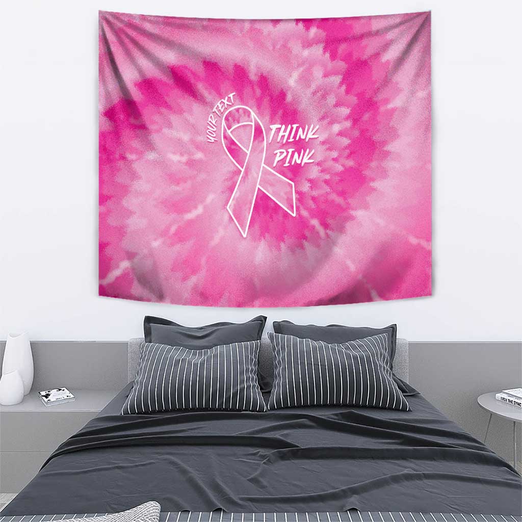 Personalized Breast Cancer Awareness Tapestry Think Pink Tie Dye Ribbon - Wonder Print Shop