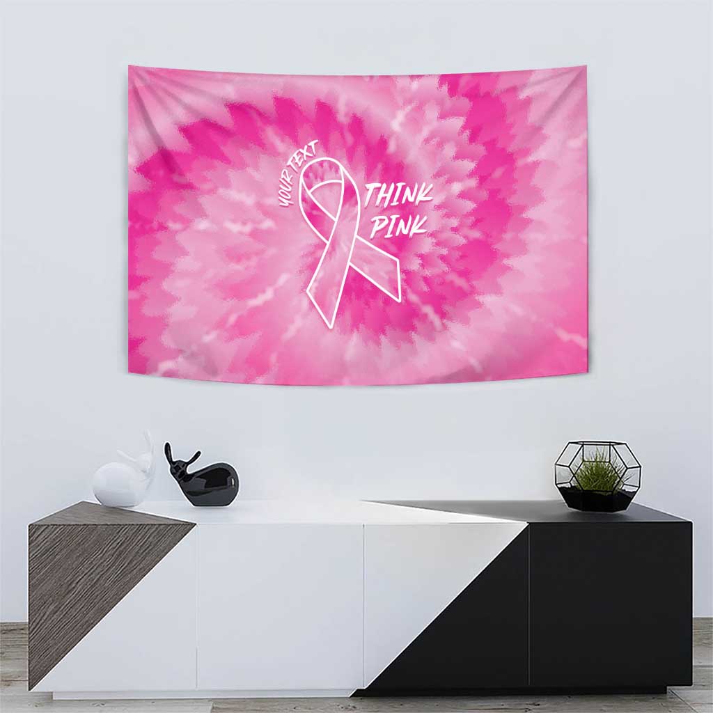 Personalized Breast Cancer Awareness Tapestry Think Pink Tie Dye Ribbon - Wonder Print Shop