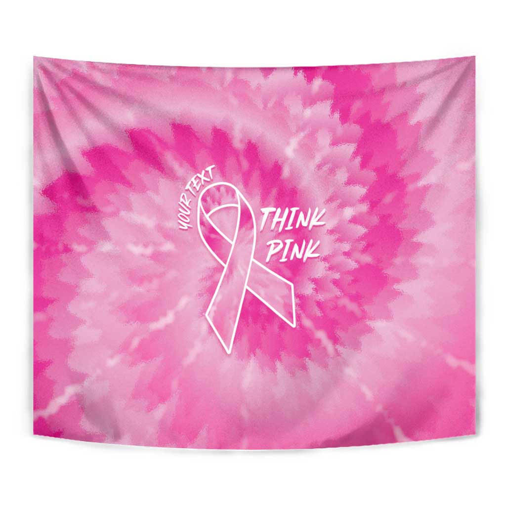 Personalized Breast Cancer Awareness Tapestry Think Pink Tie Dye Ribbon - Wonder Print Shop
