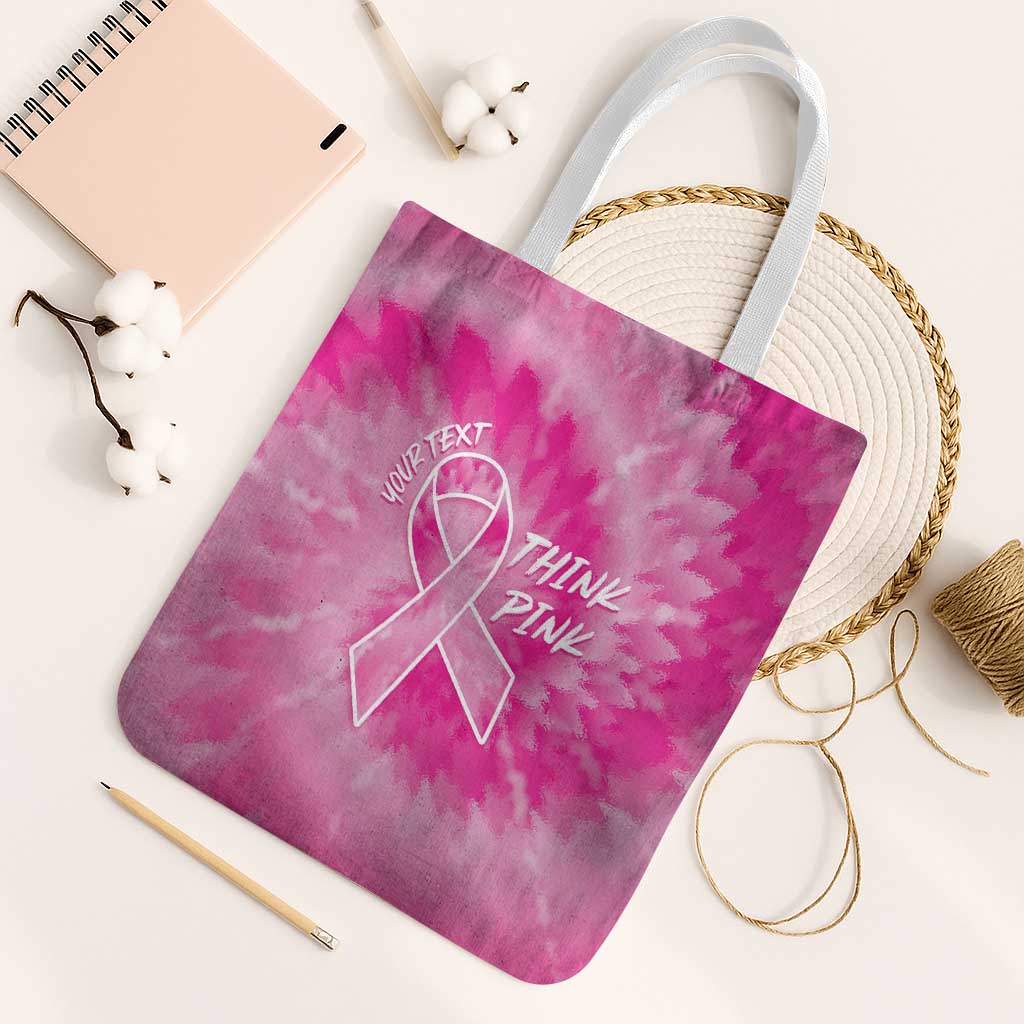 Breast Cancer Awareness Tote Bag Think Pink Tie Dye Ribbon - Wonder Print Shop