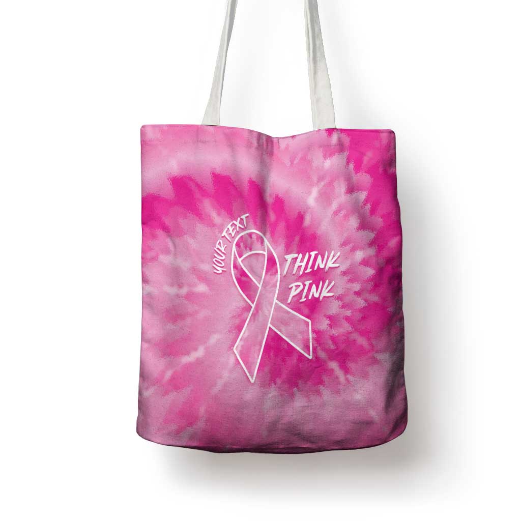 Breast Cancer Awareness Tote Bag Think Pink Tie Dye Ribbon - Wonder Print Shop