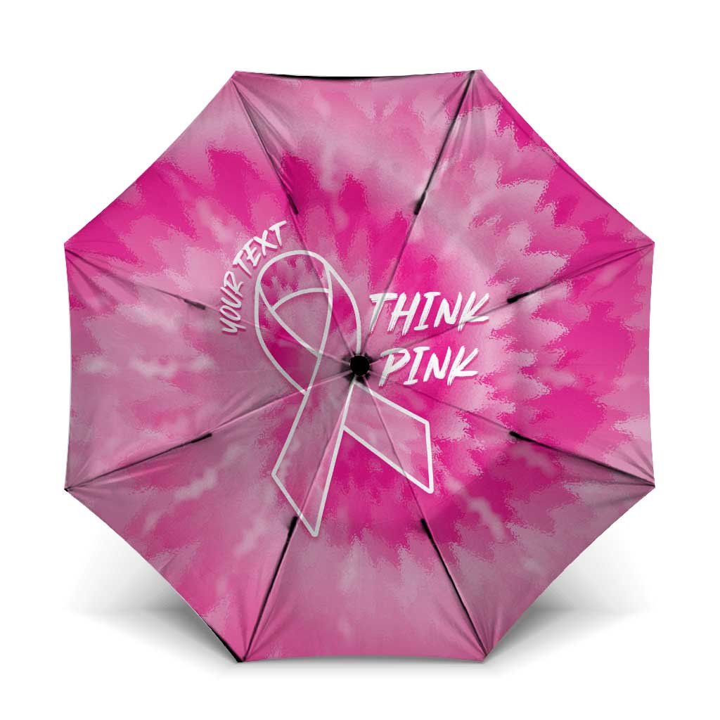 Breast Cancer Awareness Umbrella Think Pink Tie Dye Ribbon - Wonder Print Shop