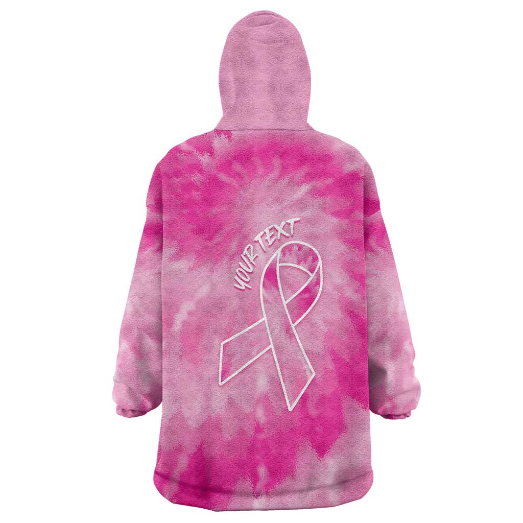 Personalized Breast Cancer Awareness Wearable Blanket Hoodie Think Pink Tie Dye Ribbon - Wonder Print Shop