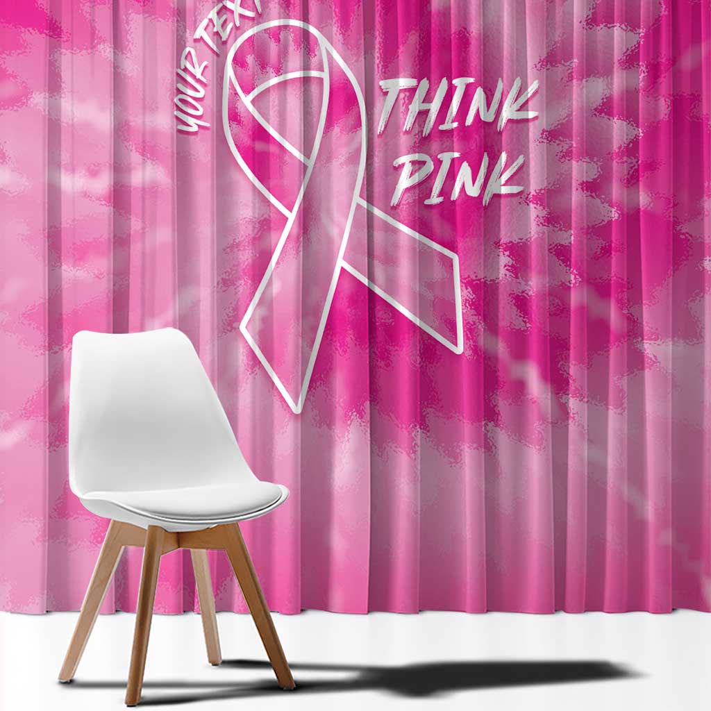 Personalized Breast Cancer Awareness Window Curtain Think Pink Tie Dye Ribbon - Wonder Print Shop