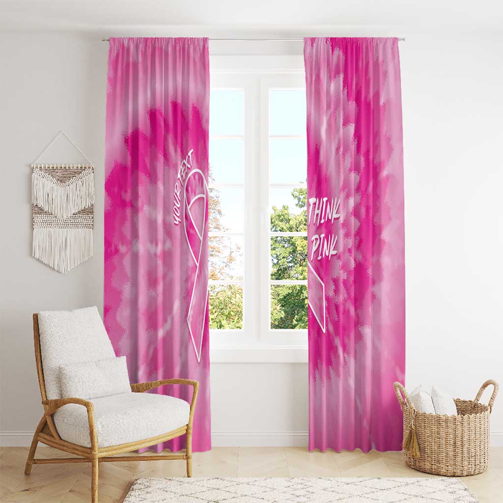 Personalized Breast Cancer Awareness Window Curtain Think Pink Tie Dye Ribbon - Wonder Print Shop