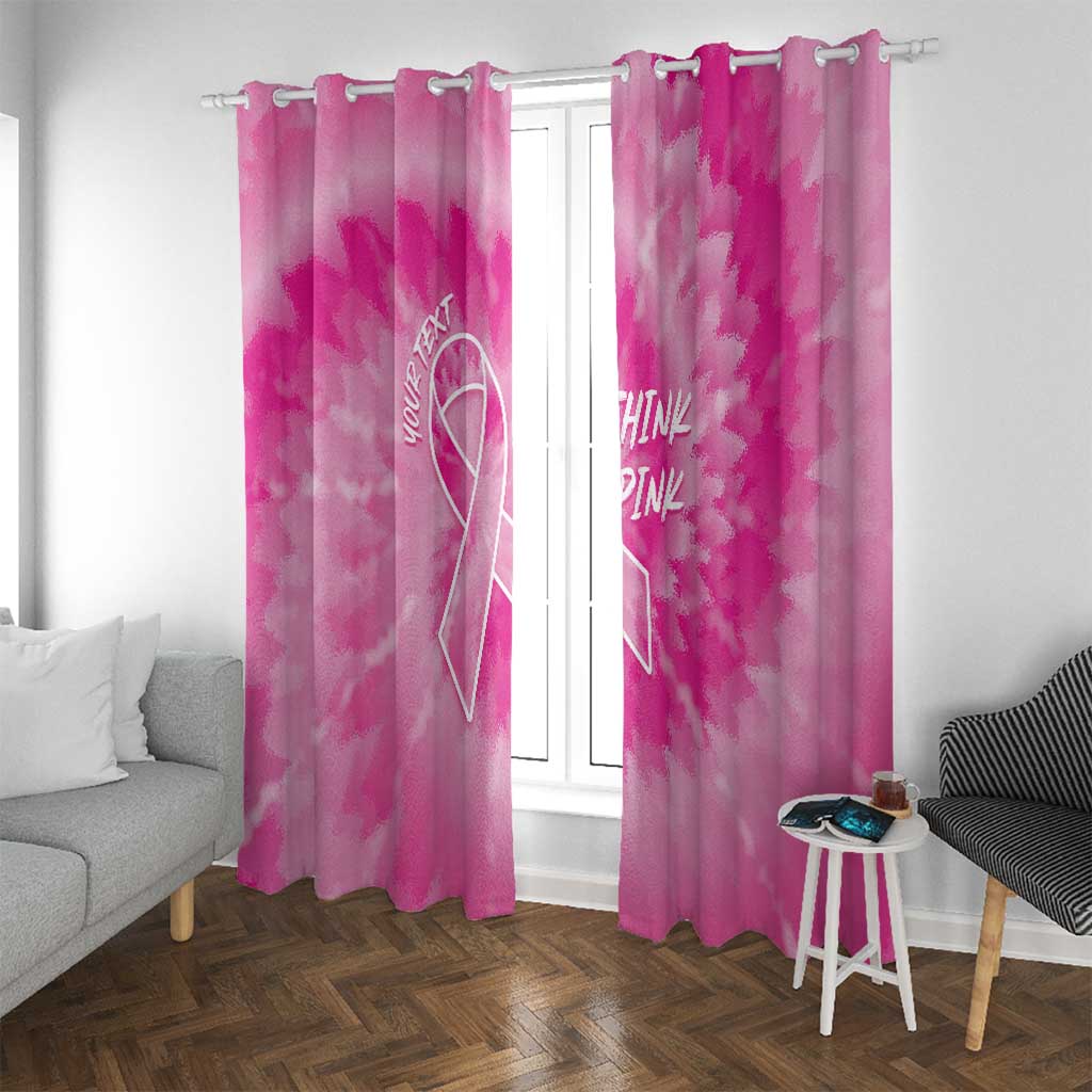 Personalized Breast Cancer Awareness Window Curtain Think Pink Tie Dye Ribbon - Wonder Print Shop