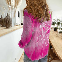 Personalized Breast Cancer Awareness Women Casual Shirt Think Pink Tie Dye Ribbon - Wonder Print Shop
