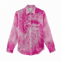 Personalized Breast Cancer Awareness Women Casual Shirt Think Pink Tie Dye Ribbon - Wonder Print Shop
