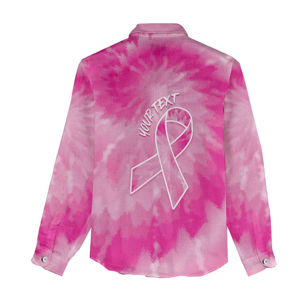 Personalized Breast Cancer Awareness Women Casual Shirt Think Pink Tie Dye Ribbon - Wonder Print Shop