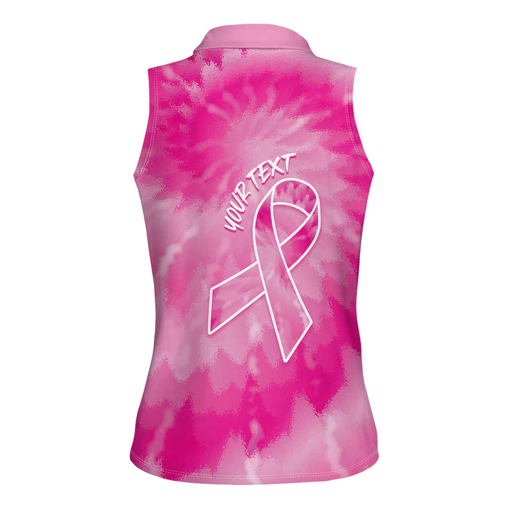 Personalized Breast Cancer Awareness Women Sleeveless Polo Shirt Think Pink Tie Dye Ribbon - Wonder Print Shop