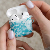 Teal Ribbon Cervical Cancer Awareness AirPods Case Not Going Down Without A Fight Tie Dye - Wonder Print Shop