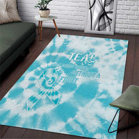 Teal Ribbon Cervical Cancer Awareness Area Rug Not Going Down Without A Fight Tie Dye - Wonder Print Shop