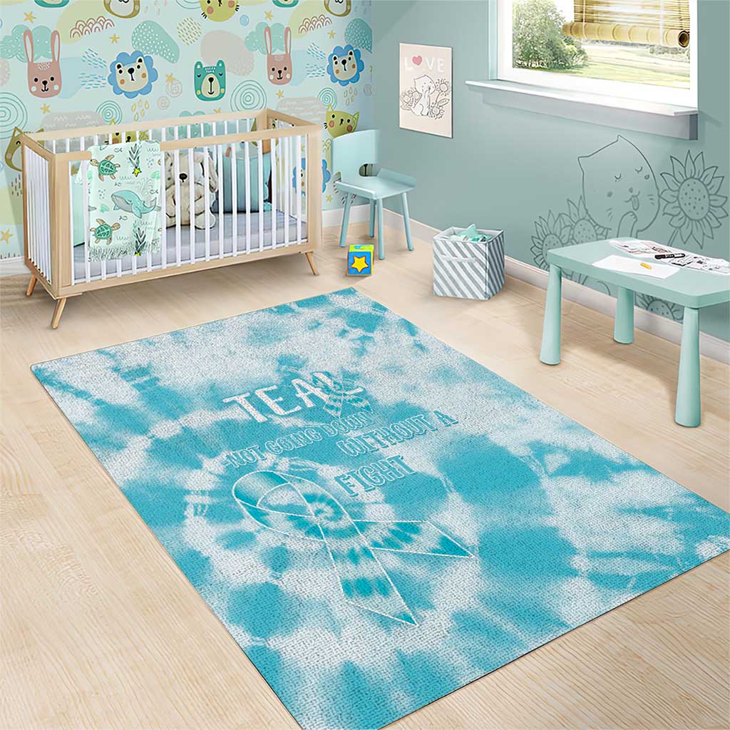 Teal Ribbon Cervical Cancer Awareness Area Rug Not Going Down Without A Fight Tie Dye - Wonder Print Shop