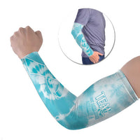 Teal Ribbon Cervical Cancer Awareness Arm Sleeves Not Going Down Without A Fight Tie Dye - Wonder Print Shop