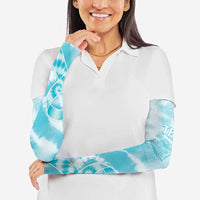 Teal Ribbon Cervical Cancer Awareness Arm Sleeves Not Going Down Without A Fight Tie Dye - Wonder Print Shop