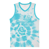 Teal Ribbon Cervical Cancer Awareness Basketball Jersey Not Going Down Without A Fight Tie Dye - Wonder Print Shop