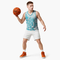 Teal Ribbon Cervical Cancer Awareness Basketball Jersey Not Going Down Without A Fight Tie Dye - Wonder Print Shop