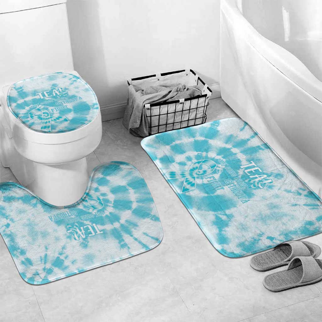 Teal Ribbon Cervical Cancer Awareness Bathroom Set Not Going Down Without A Fight Tie Dye - Wonder Print Shop