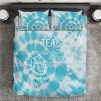 Teal Ribbon Cervical Cancer Awareness Bedding Set Not Going Down Without A Fight Tie Dye - Wonder Print Shop