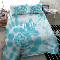 Teal Ribbon Cervical Cancer Awareness Bedding Set Not Going Down Without A Fight Tie Dye - Wonder Print Shop