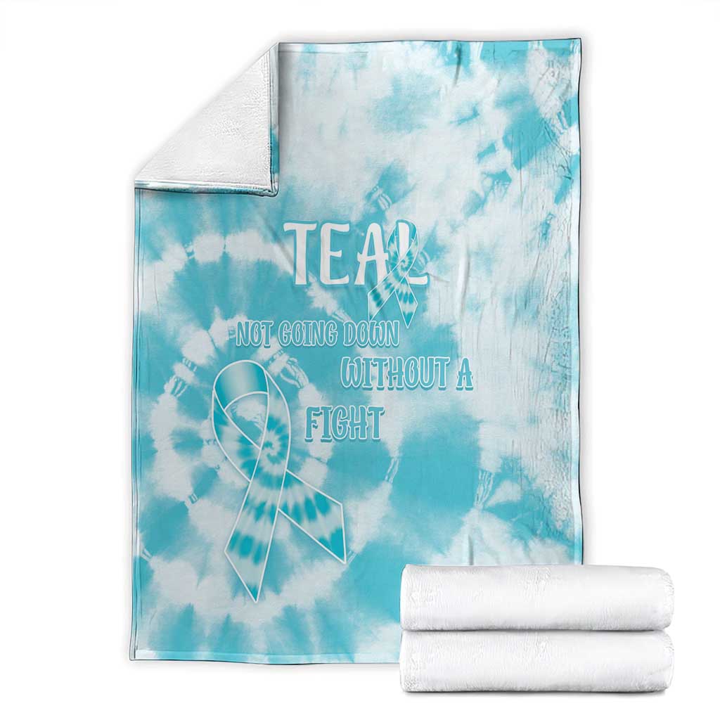 Teal Ribbon Cervical Cancer Awareness Blanket Not Going Down Without A Fight Tie Dye - Wonder Print Shop