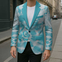 Teal Ribbon Cervical Cancer Awareness Blazer Not Going Down Without A Fight Tie Dye - Wonder Print Shop