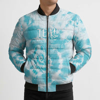 Teal Ribbon Cervical Cancer Awareness Bomber Puffer Jacket Not Going Down Without A Fight Tie Dye - Wonder Print Shop