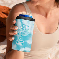 Teal Ribbon Cervical Cancer Awareness 4 in 1 Can Cooler Tumbler Not Going Down Without A Fight Tie Dye - Wonder Print Shop