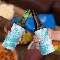 Teal Ribbon Cervical Cancer Awareness 4 in 1 Can Cooler Tumbler Not Going Down Without A Fight Tie Dye - Wonder Print Shop