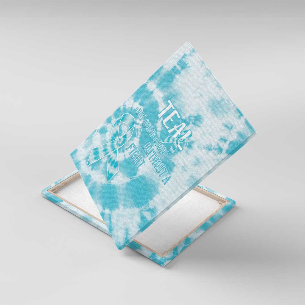 Teal Ribbon Cervical Cancer Awareness Canvas Wall Art Not Going Down Without A Fight Tie Dye - Wonder Print Shop