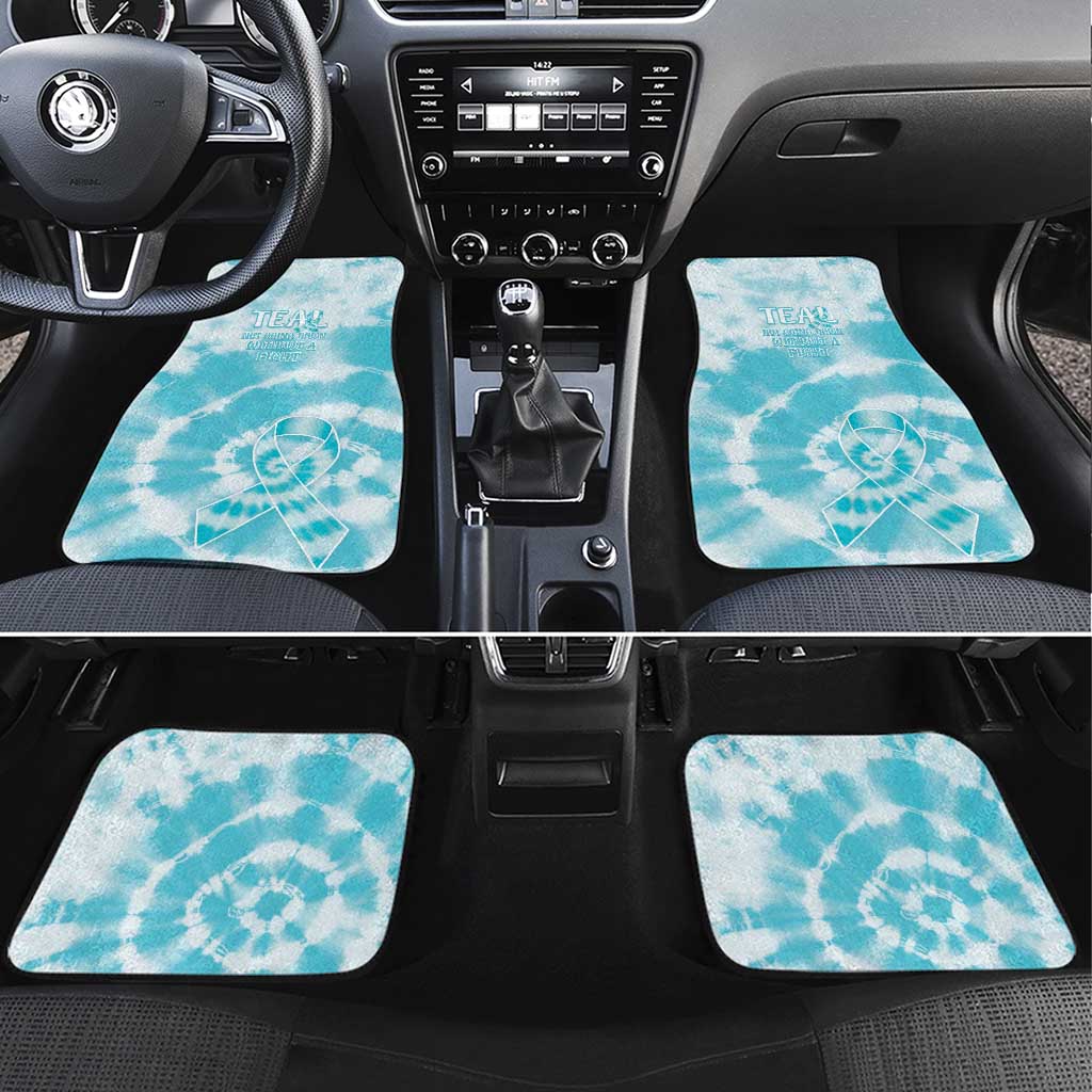 Teal Ribbon Cervical Cancer Awareness Car Mats Not Going Down Without A Fight Tie Dye - Wonder Print Shop