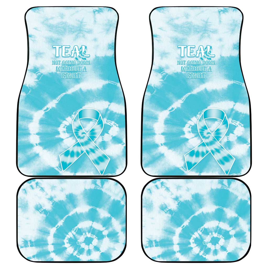 Teal Ribbon Cervical Cancer Awareness Car Mats Not Going Down Without A Fight Tie Dye - Wonder Print Shop