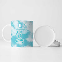 Teal Ribbon Cervical Cancer Awareness Ceramic Mug Not Going Down Without A Fight Tie Dye - Wonder Print Shop