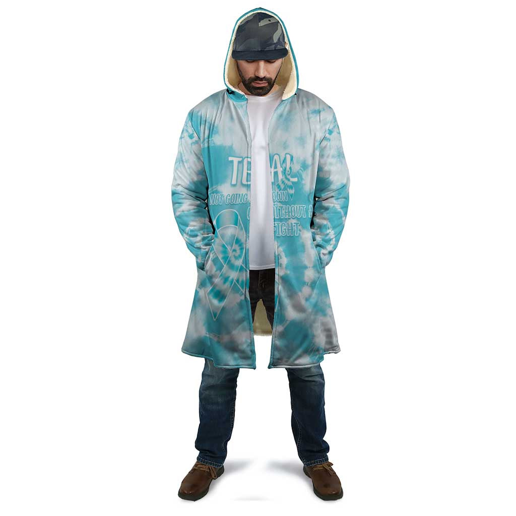 Teal Ribbon Cervical Cancer Awareness Cloak Not Going Down Without A Fight Tie Dye - Wonder Print Shop