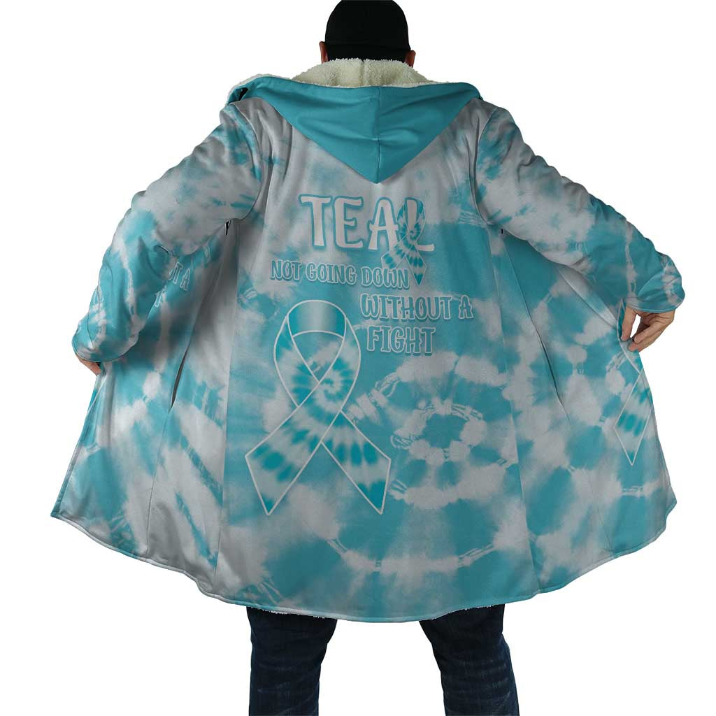 Teal Ribbon Cervical Cancer Awareness Cloak Not Going Down Without A Fight Tie Dye - Wonder Print Shop