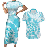 Teal Ribbon Cervical Cancer Awareness Couples Matching Short Sleeve Bodycon Dress and Hawaiian Shirt Not Going Down Without A Fight Tie Dye - Wonder Print Shop