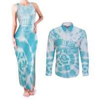 Teal Ribbon Cervical Cancer Awareness Couples Matching Tank Maxi Dress and Long Sleeve Button Shirt Not Going Down Without A Fight Tie Dye - Wonder Print Shop