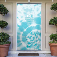 Teal Ribbon Cervical Cancer Awareness Door Cover Not Going Down Without A Fight Tie Dye - Wonder Print Shop