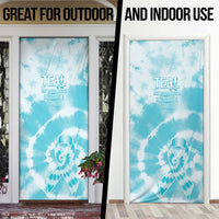 Teal Ribbon Cervical Cancer Awareness Door Cover Not Going Down Without A Fight Tie Dye - Wonder Print Shop