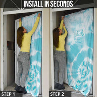 Teal Ribbon Cervical Cancer Awareness Door Cover Not Going Down Without A Fight Tie Dye - Wonder Print Shop