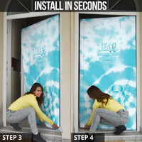 Teal Ribbon Cervical Cancer Awareness Door Cover Not Going Down Without A Fight Tie Dye - Wonder Print Shop