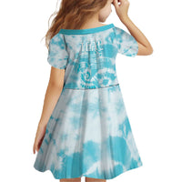 Teal Ribbon Cervical Cancer Awareness Family Matching Off The Shoulder Long Sleeve Dress and Hawaiian Shirt Not Going Down Without A Fight Tie Dye - Wonder Print Shop