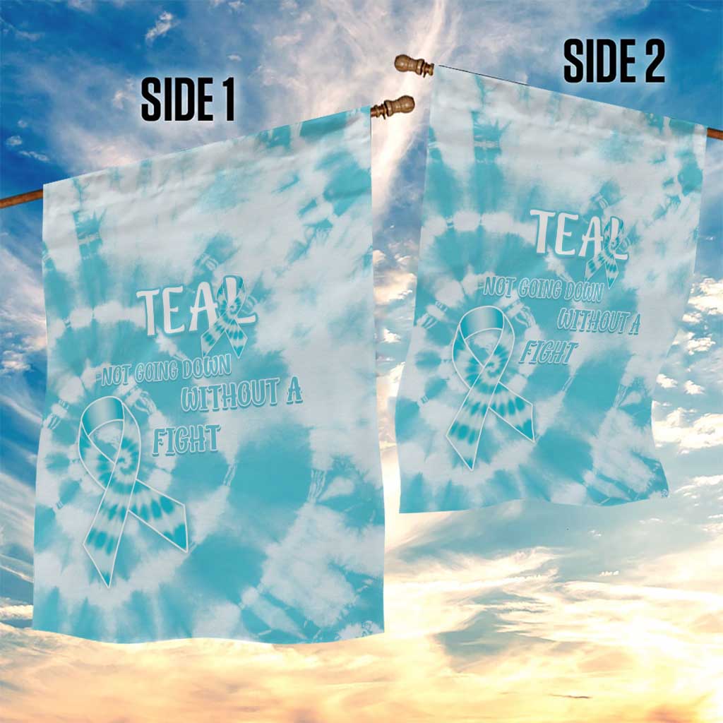 Teal Ribbon Cervical Cancer Awareness Garden Flag Not Going Down Without A Fight Tie Dye - Wonder Print Shop