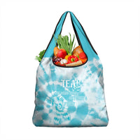 Teal Ribbon Cervical Cancer Awareness Grocery Bag Not Going Down Without A Fight Tie Dye - Wonder Print Shop