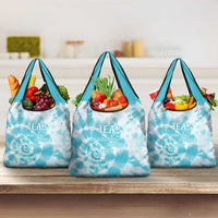 Teal Ribbon Cervical Cancer Awareness Grocery Bag Not Going Down Without A Fight Tie Dye - Wonder Print Shop